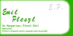 emil pleszl business card